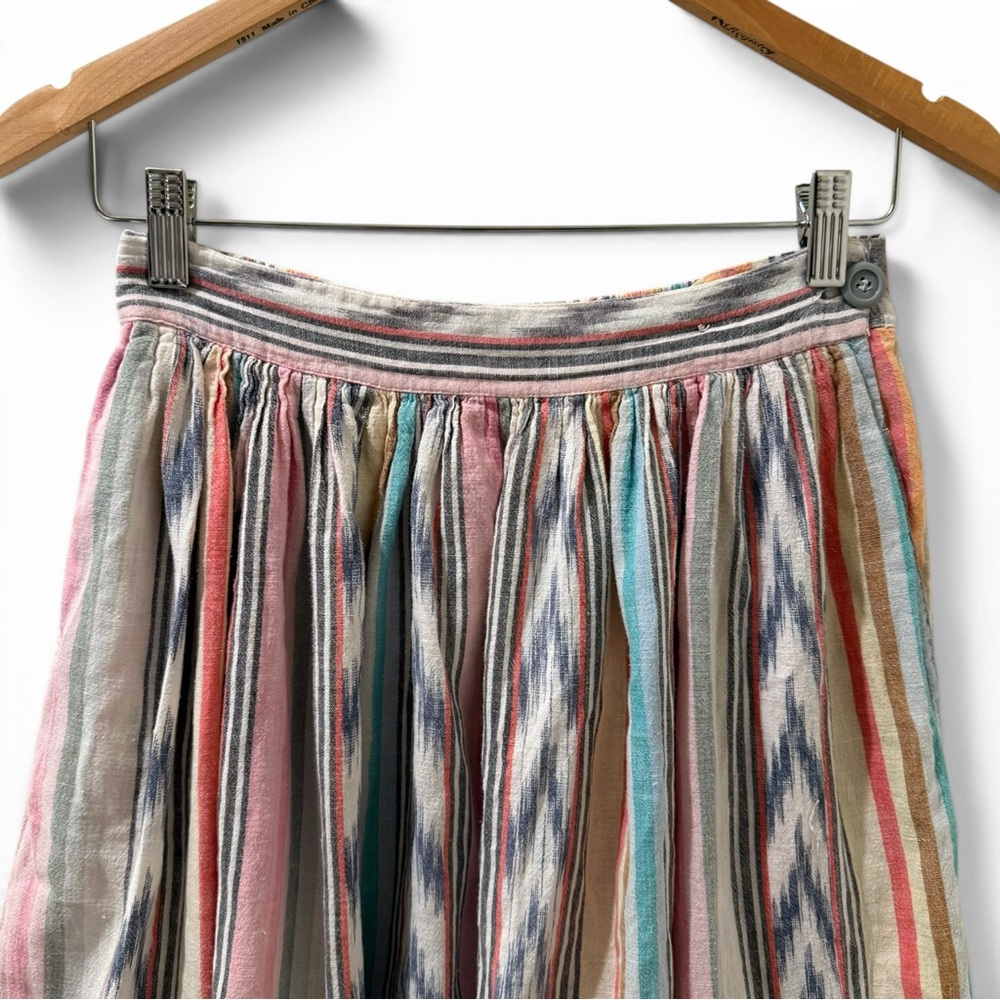 Nitya Vintage Boho Southwest Stripe Midi Skirt Festival Prairie Cottagecore M - Picture 3 of 10